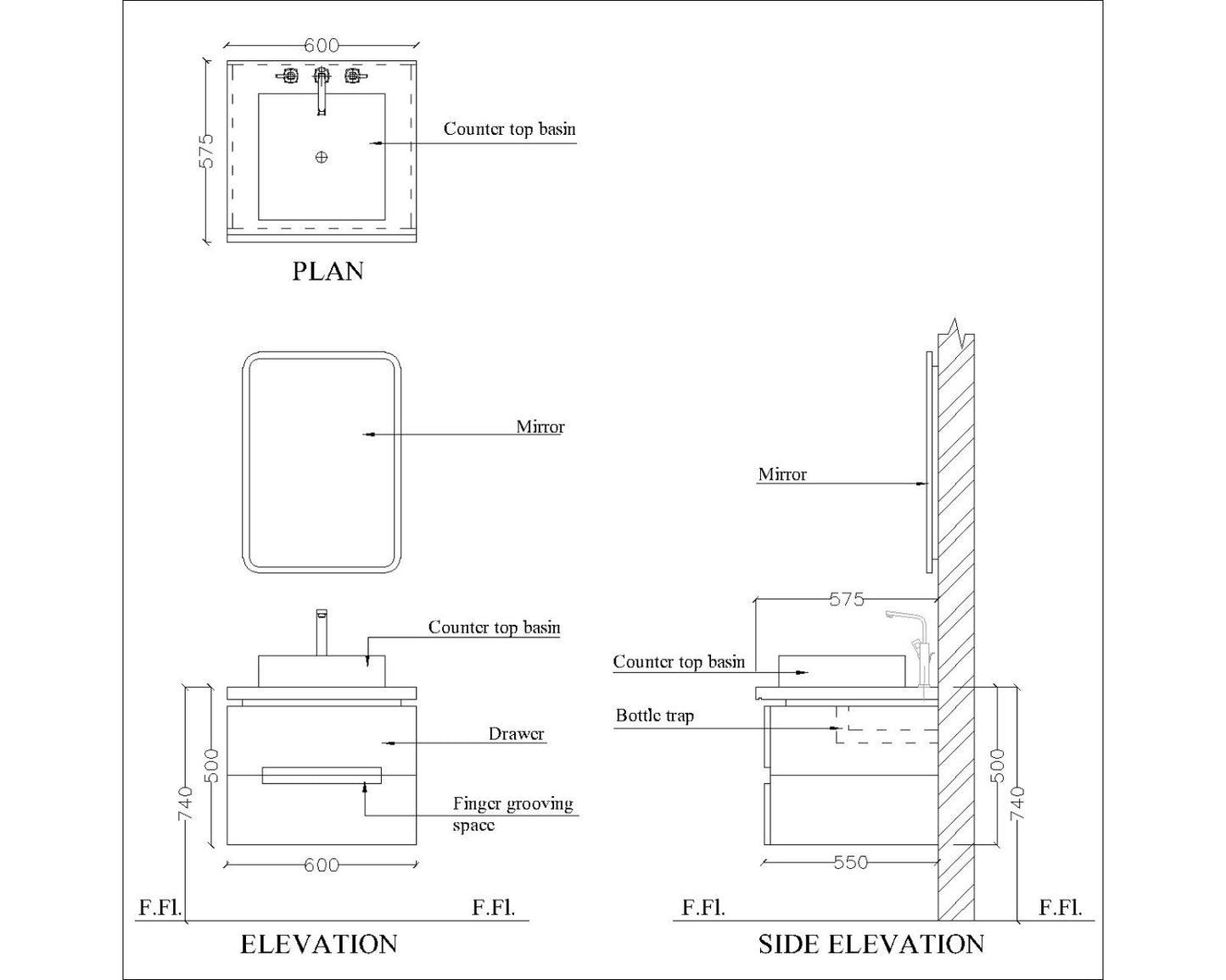 Vanity/Water Resistant Vanity in PVC laminate finish,Bathroom Vanity in water resistant finish,bathroom wall hanging unit with PVC finish-IM137