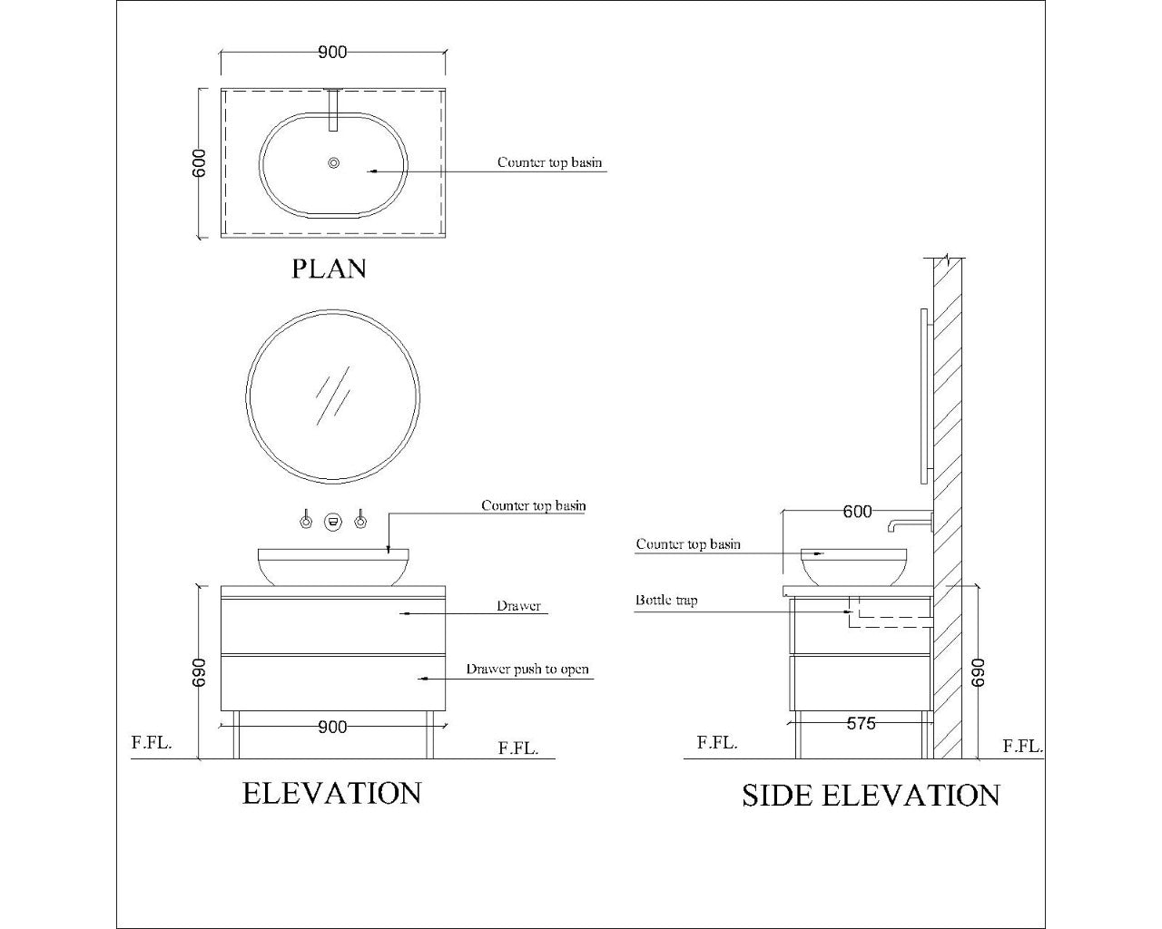 Vanity, Green & White Vanity, Wooden Vanity, Vanity with Drawer, Vanity for Bathroom, Floor Resist Vanity, Vanity - IM135