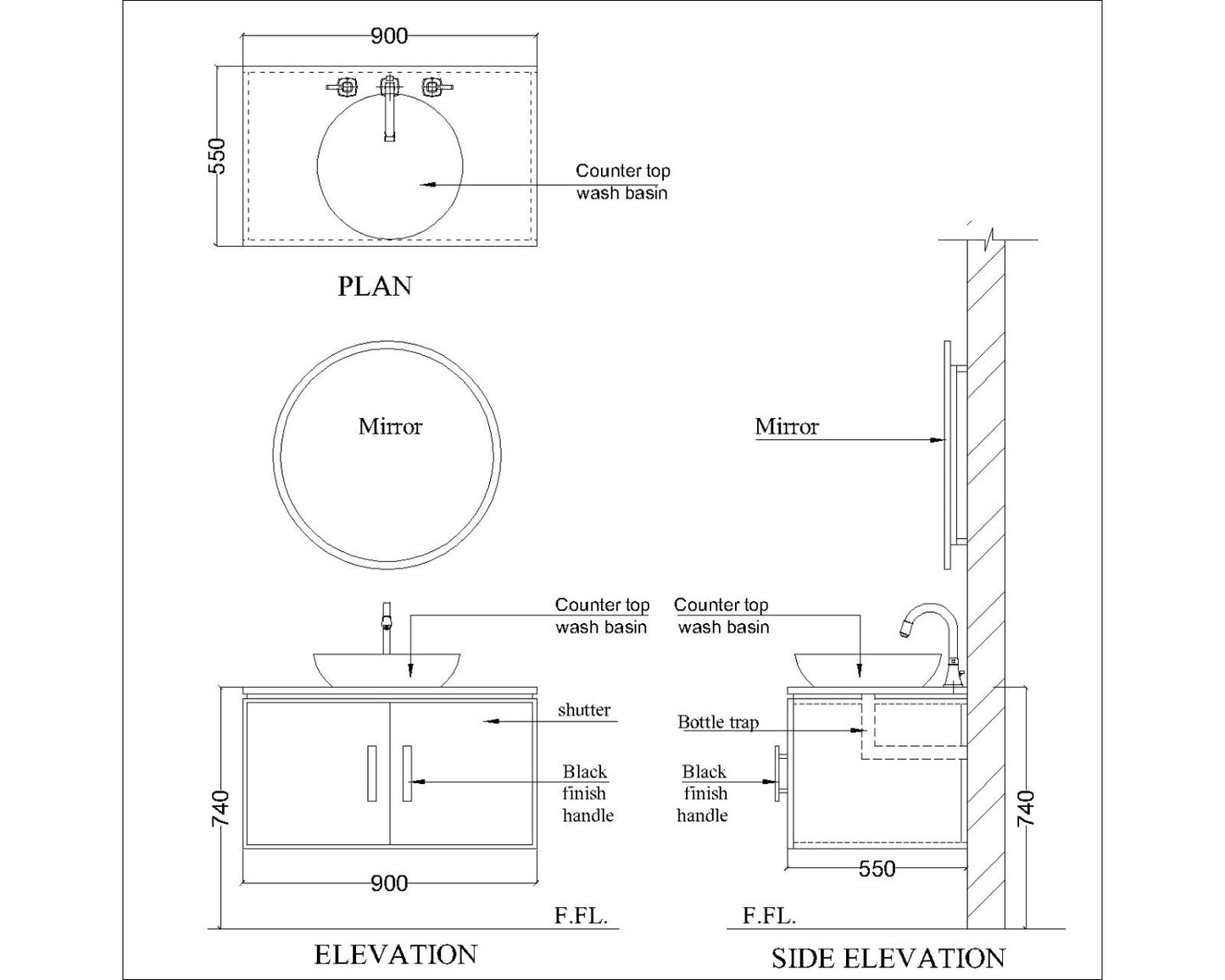 Vanity/Water Resistant Vanity in PVC laminate finish,Bathroom Vanity in water resistant finish,bathroom wall hanging unit with PVC finish-VI310