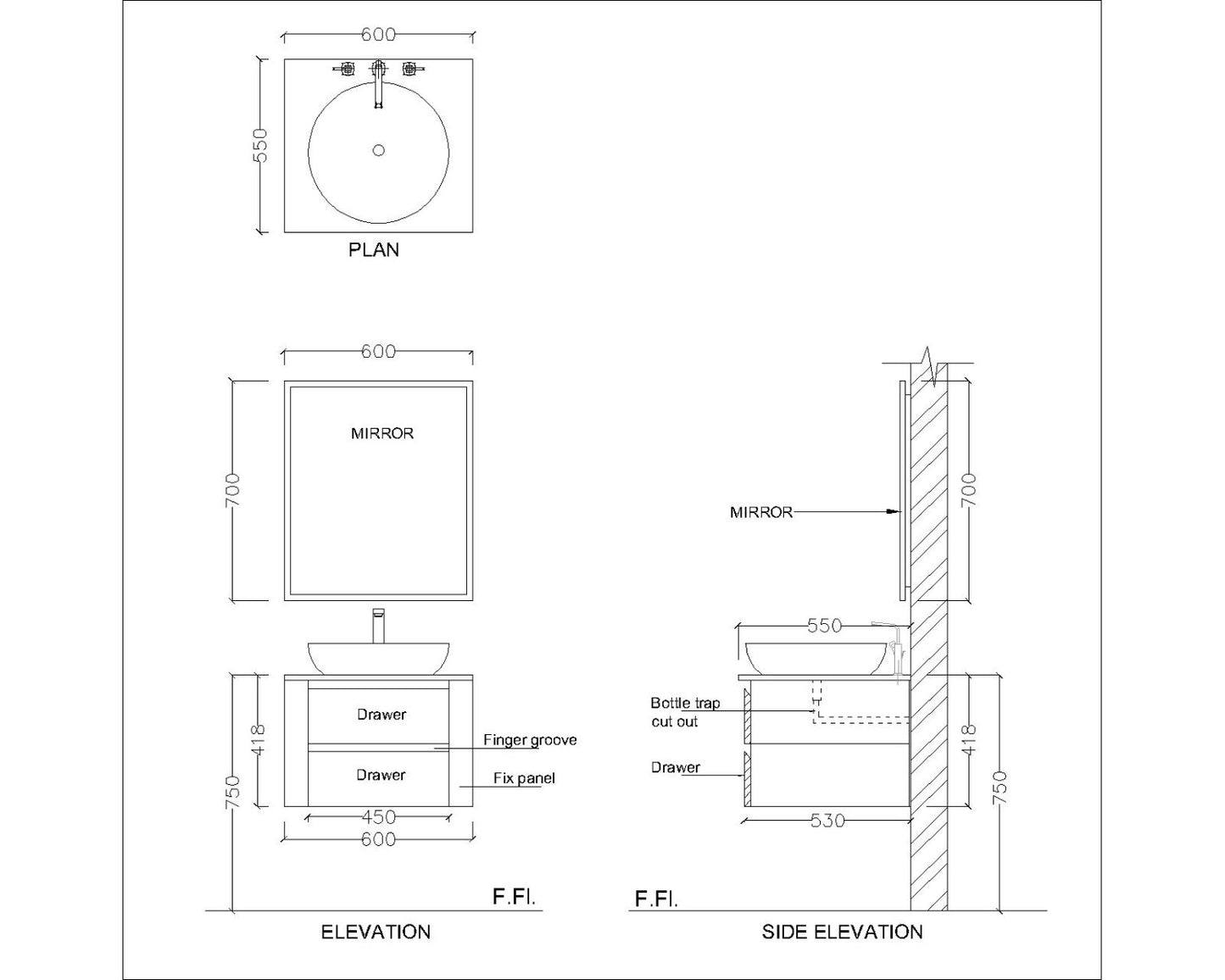 Wall Hung Bathroom Vanity with Matte Finish and Dual Storage Drawers IM101