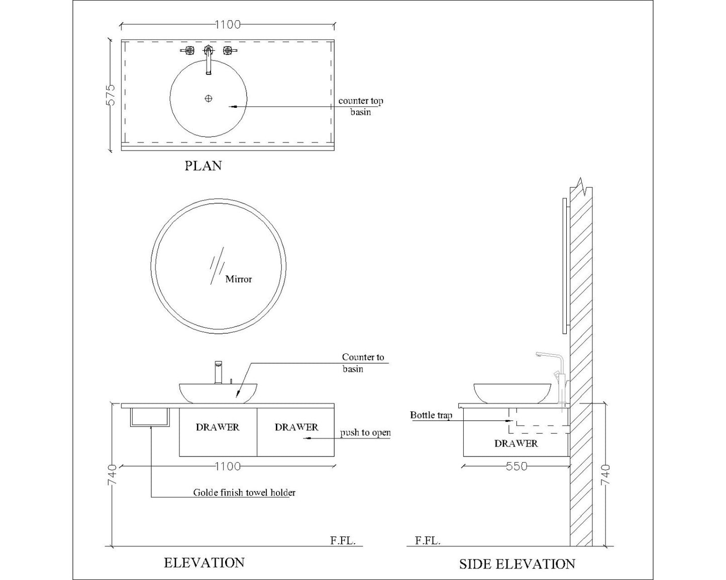 Vanity/Water Resistant Vanity in PVC laminate finish,Bathroom Vanity in water resistant finish,bathroom wall hanging unit with PVC finish-IM147
