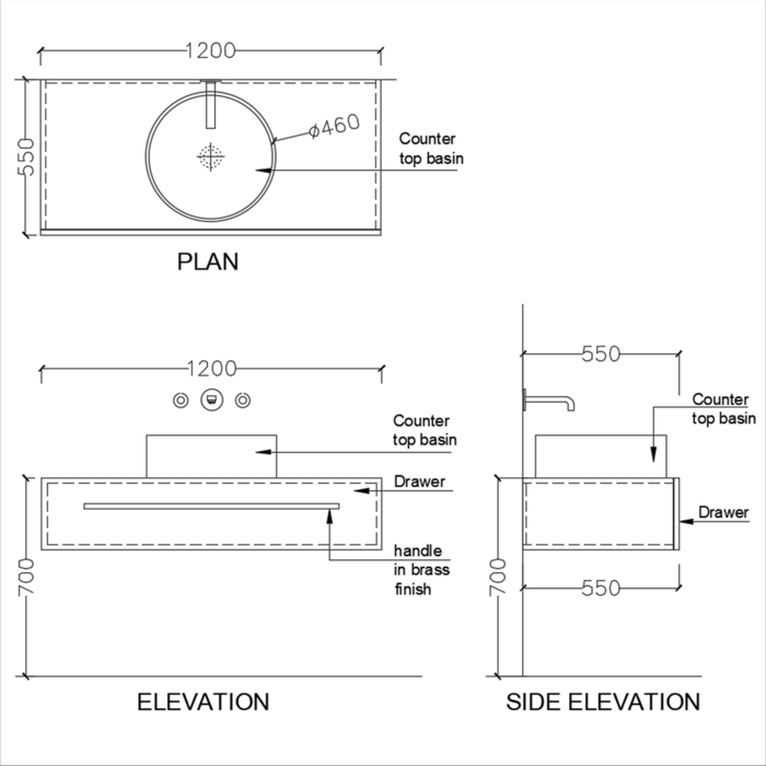 Wall Mounted Bathroom Vanity with Sleek Handle and Marble Finish Look EL226