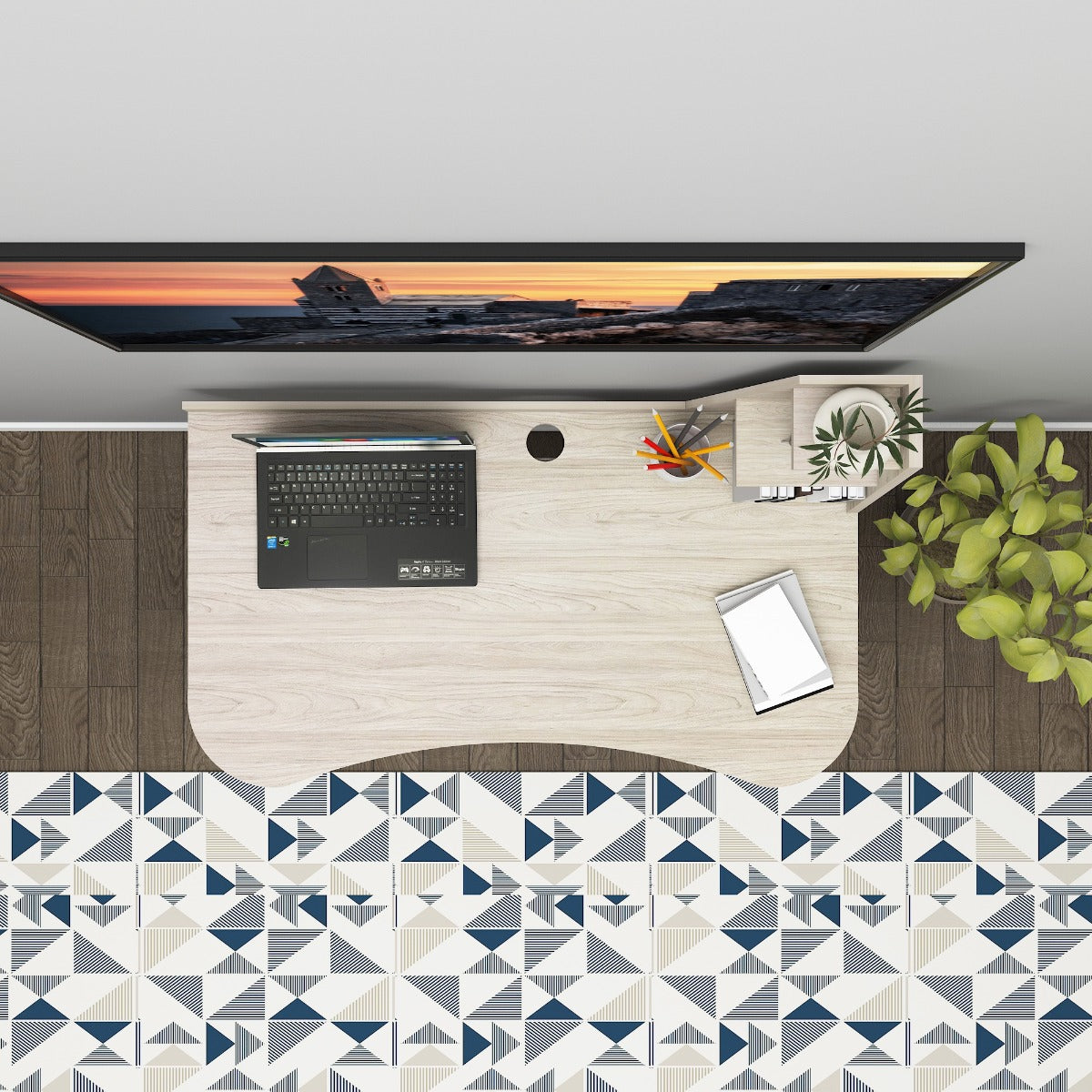 Study Table, Wood Study Table, Study Table with Open Shelf, Study Table with Drawer, Study Table - EL - 12051