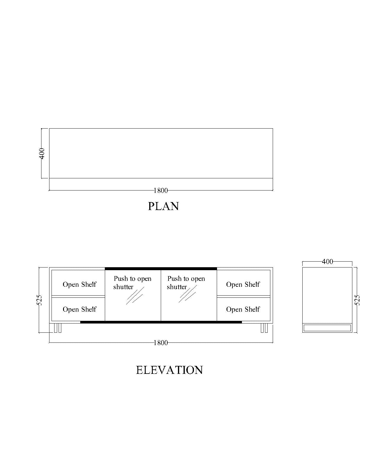 TV Unit, TV Unit with Wood & Black Color, TV Unit with Shutter & Shelf, Laquar Glass Shutter, MS Leg with Black Paint Finish, TV Unit - EL10101