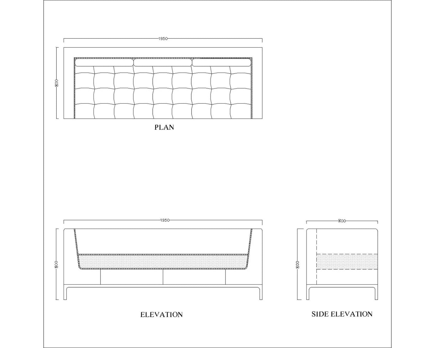 3 Seater Rectangular sofa with suede upholstery quilted back, seat & hand rest ,Sofa in Beige suede with wooden legs , Sofa-EL-3012