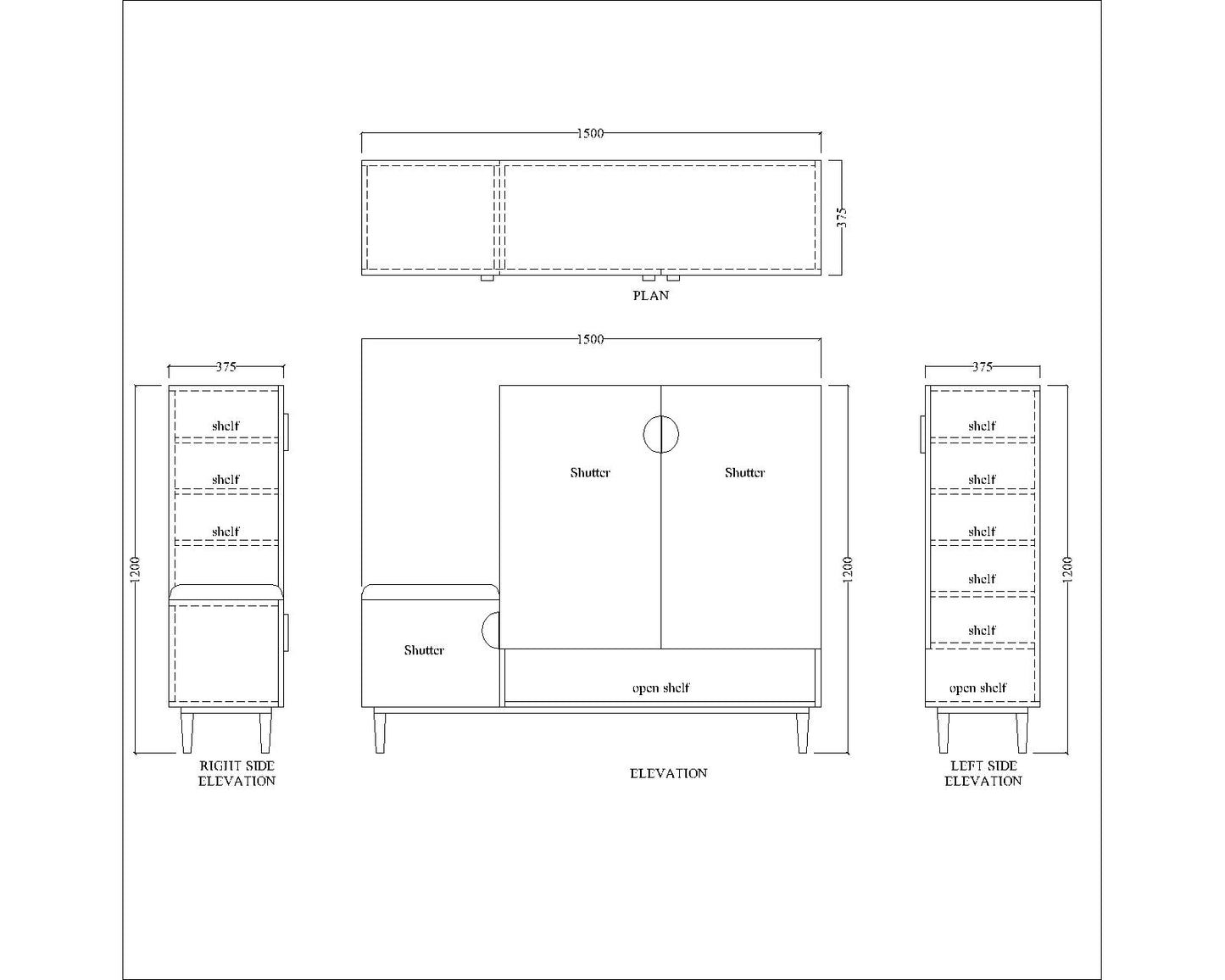 Shoe Storage Cabinet with Bench, Multi-Tier Entryway Organizer featuring Open & Closed Compartments, Cushioned Seating in Black Finish with Gold Legs IM10099