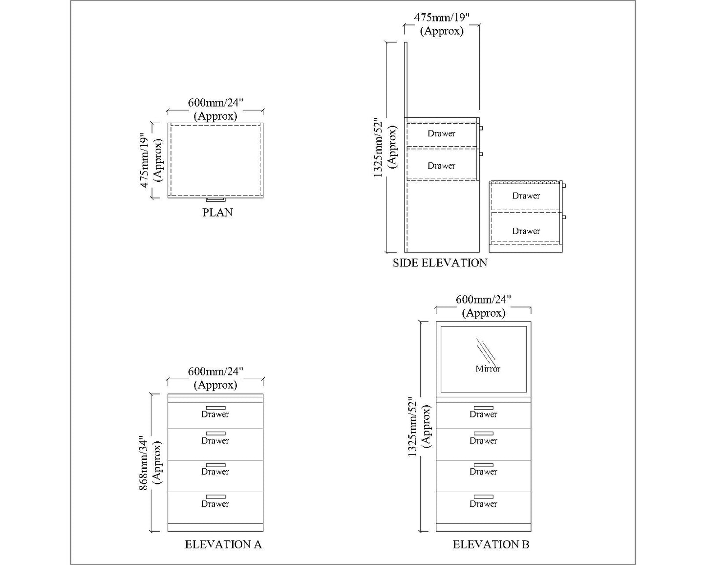 Modern Wooden Dressing Table with Drawer & Stool – Compact Engineered Wood Vanity for Homes | Stylish Ply-Laminate Finish- IM12236