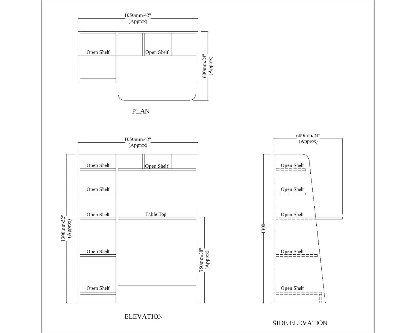 Stylish Modern Study Table for Kids & Adults – Compact Desk with Open Shelf in White-Wood & Wood - IM12237