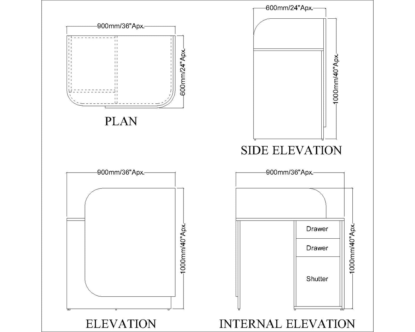 Signature Curved Reception Desk with marble laminate Inspired Front, Moveable Pedestal - VT18002