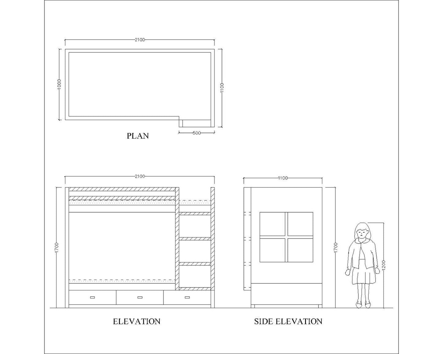 Kids bed, bunk bed ,double height bunk bed with stair , white color bed, kids bunk bed with pine wood & white finish , Bunk Bed-IM- 3004