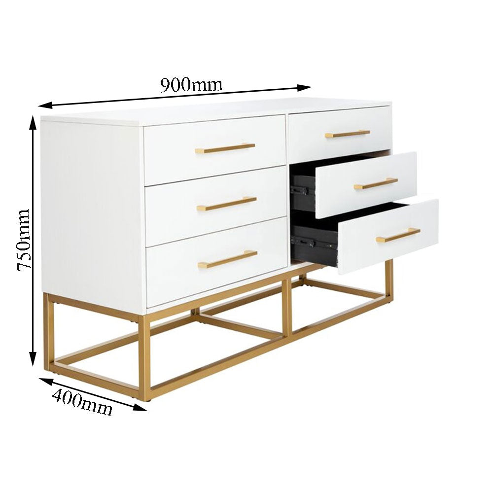 Cabinet, White & Gold Cabinet, Cabinet with Metal Legs, Cabinet - EL10057
