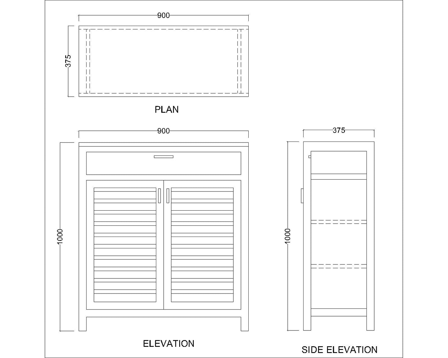 Rustic Wooden Shoe Rack with Louvered Doors & Top Drawer – EL-10061
