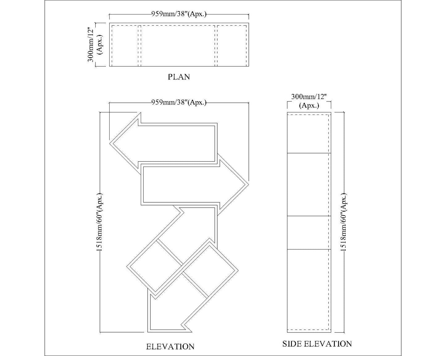 Kids Toy unit, Book Shelf, Kids unit in Arrow shape, Kids unit of Open Space, Multi color Kid unit, Kids unit - EL10080