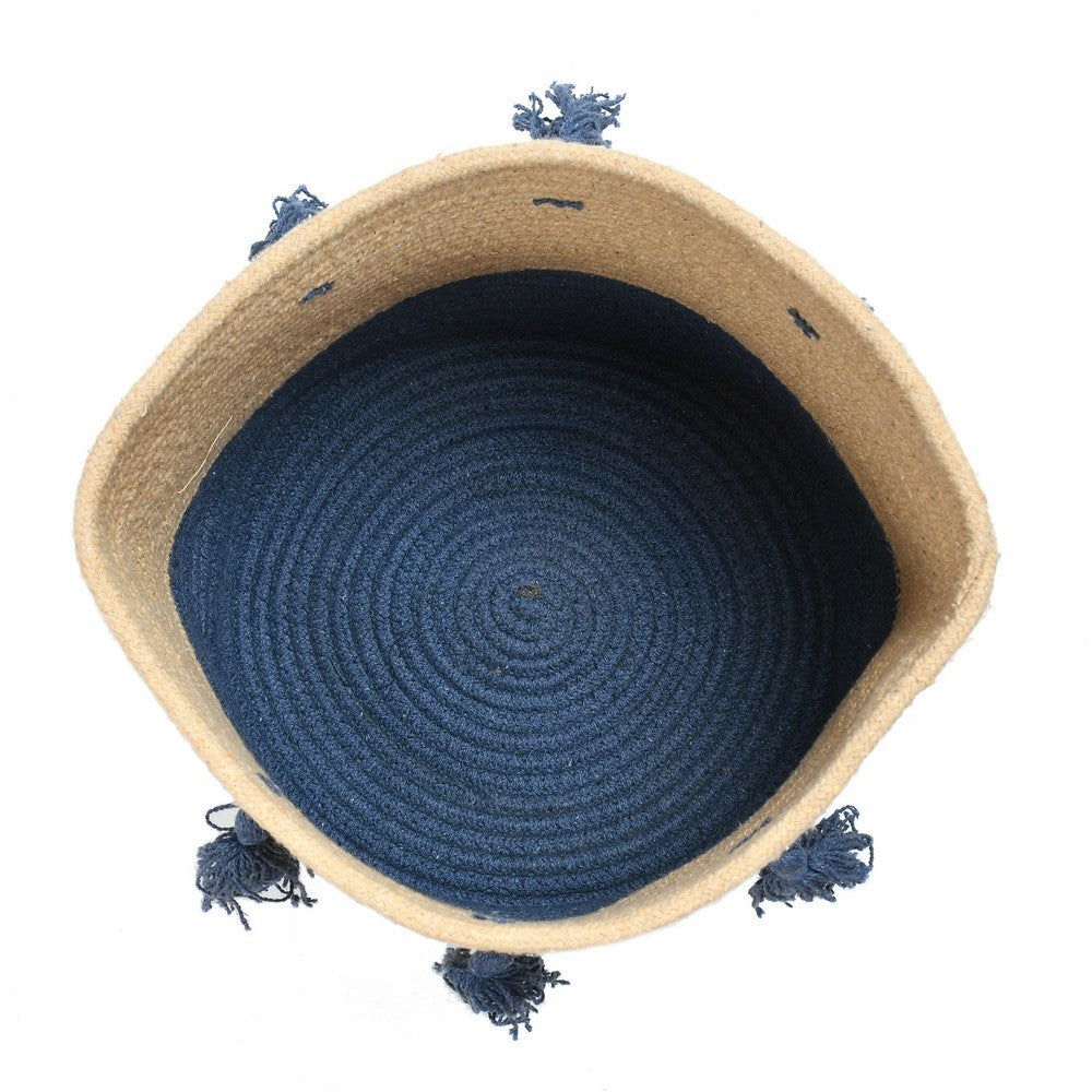Storage Basket , (i258_12_1), Storage Basket With Beige & Blue Color, Storage Basket - EL11033