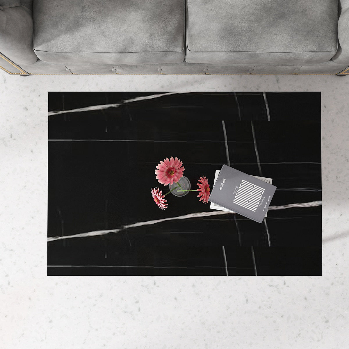 Coffee Table, Coffee Table for Living room, Coffee Table with Black Color, Coffee Table with Golden MS Legs, Coffee Table - EL12111