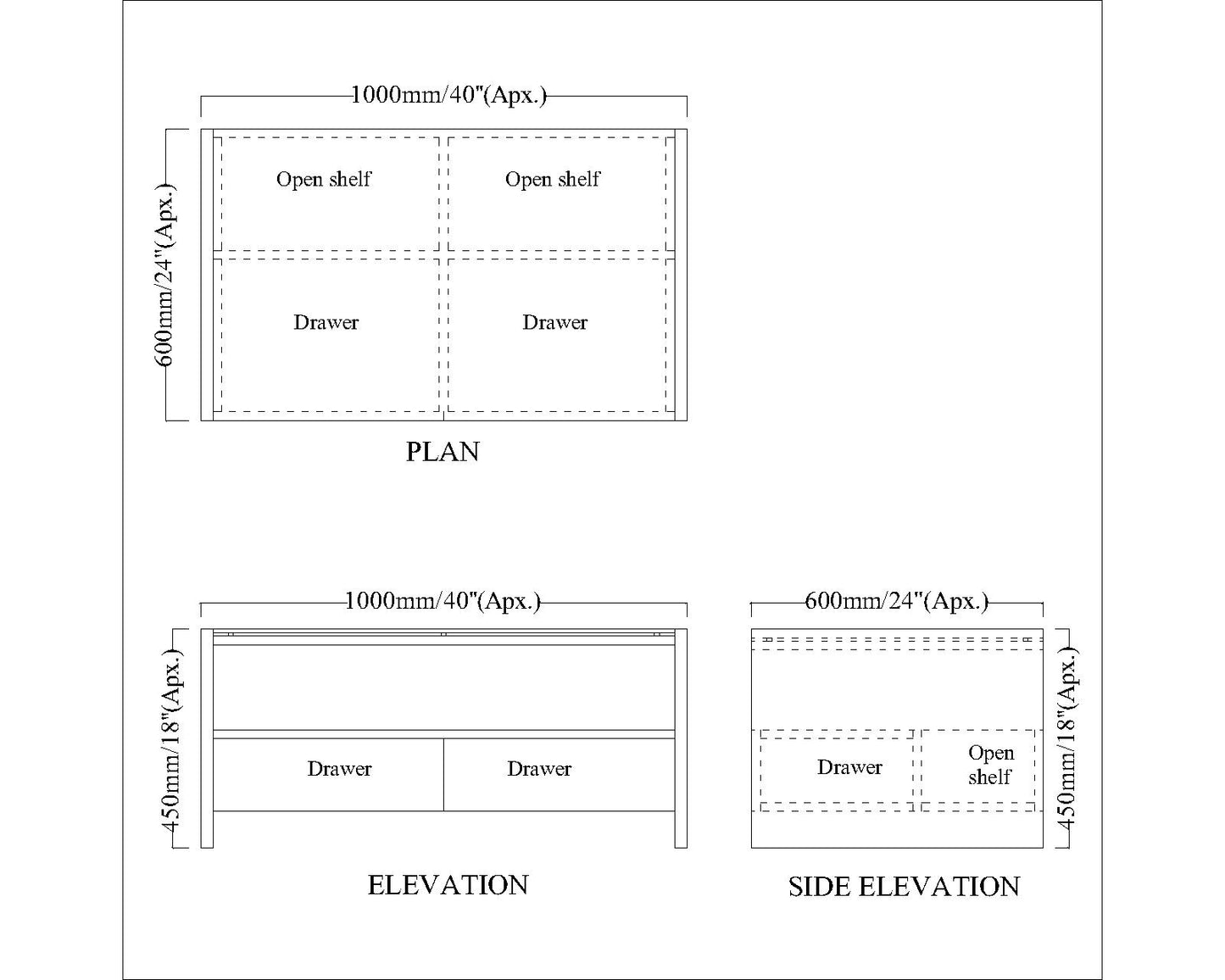 Coffee Table, Coffee Table with Light Wood Color, Coffee Table with Black Tinted Glass Top, Coffee Table with Drawer & Open Shelf, Coffee Table - EL12172