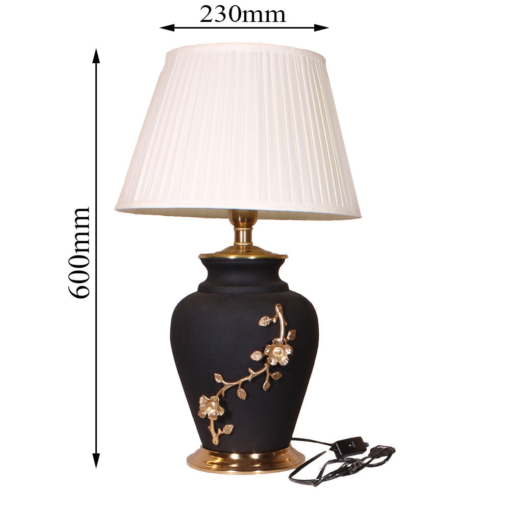 Table Lamp, White, Gold & Black Color Table Lamp, Table for Living & Bedroom Area, Table Lamp - EL - 14002