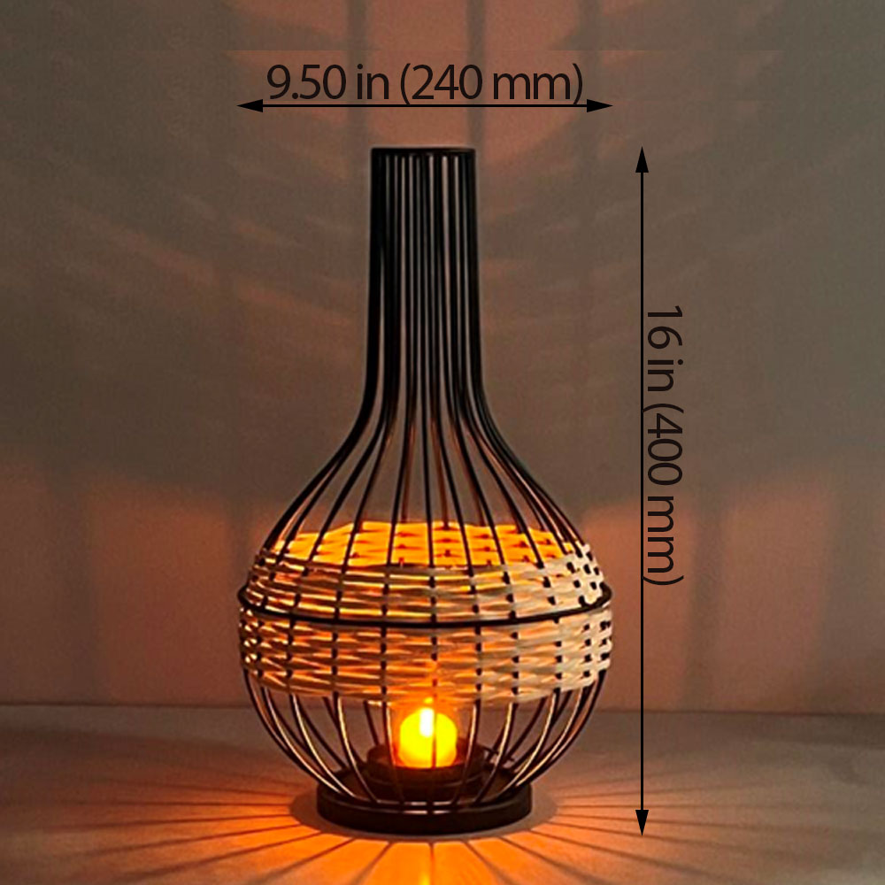 Table Lamp, Table Lamp with Black Color, Table Lamp in Metal & Cane, Table Lamp for Home, Table Lamp - EL14004