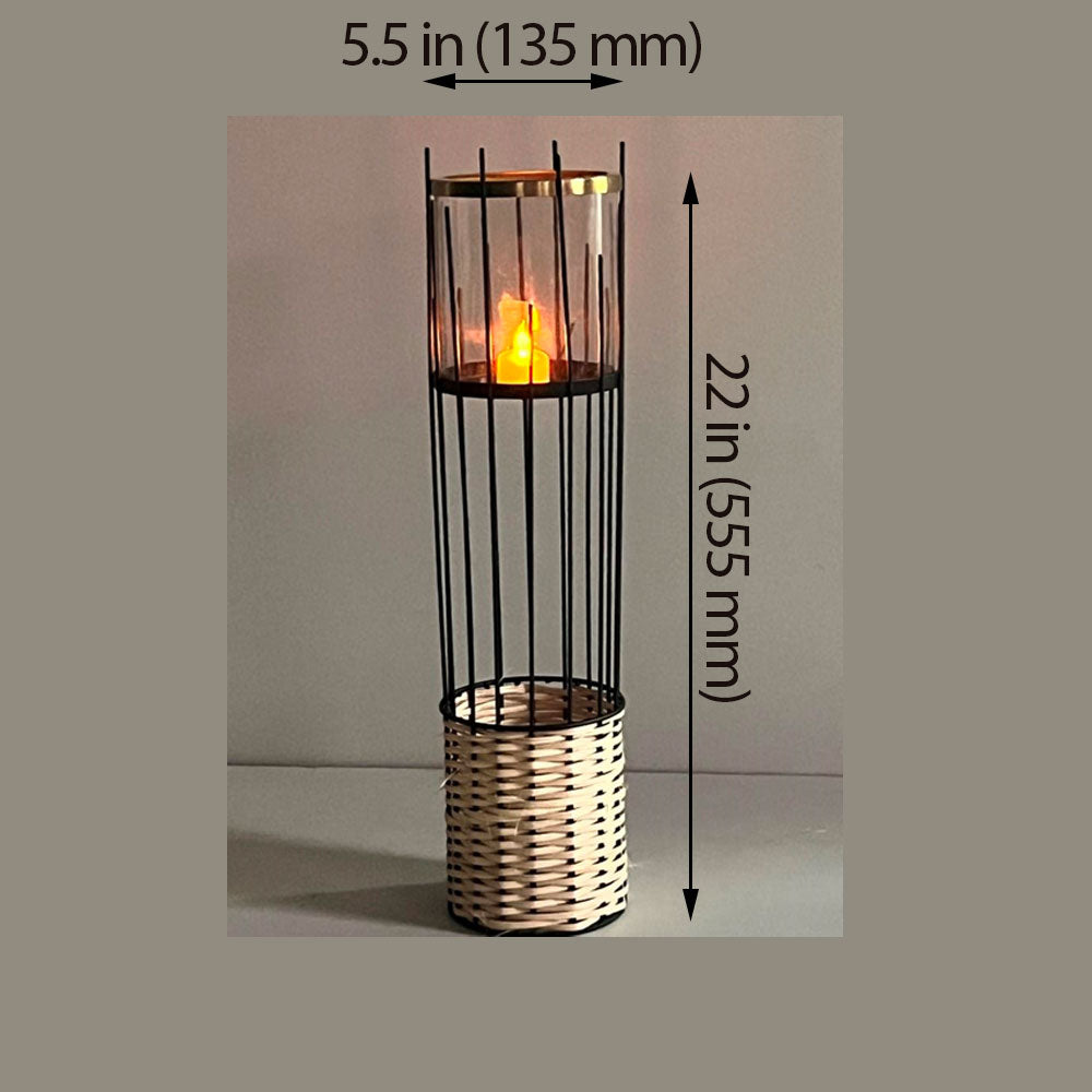 Table Lamp, Table Lamp with Black Color, Table Lamp in Metal & Cane, Table Lamp for Home, Table Lamp - EL14007