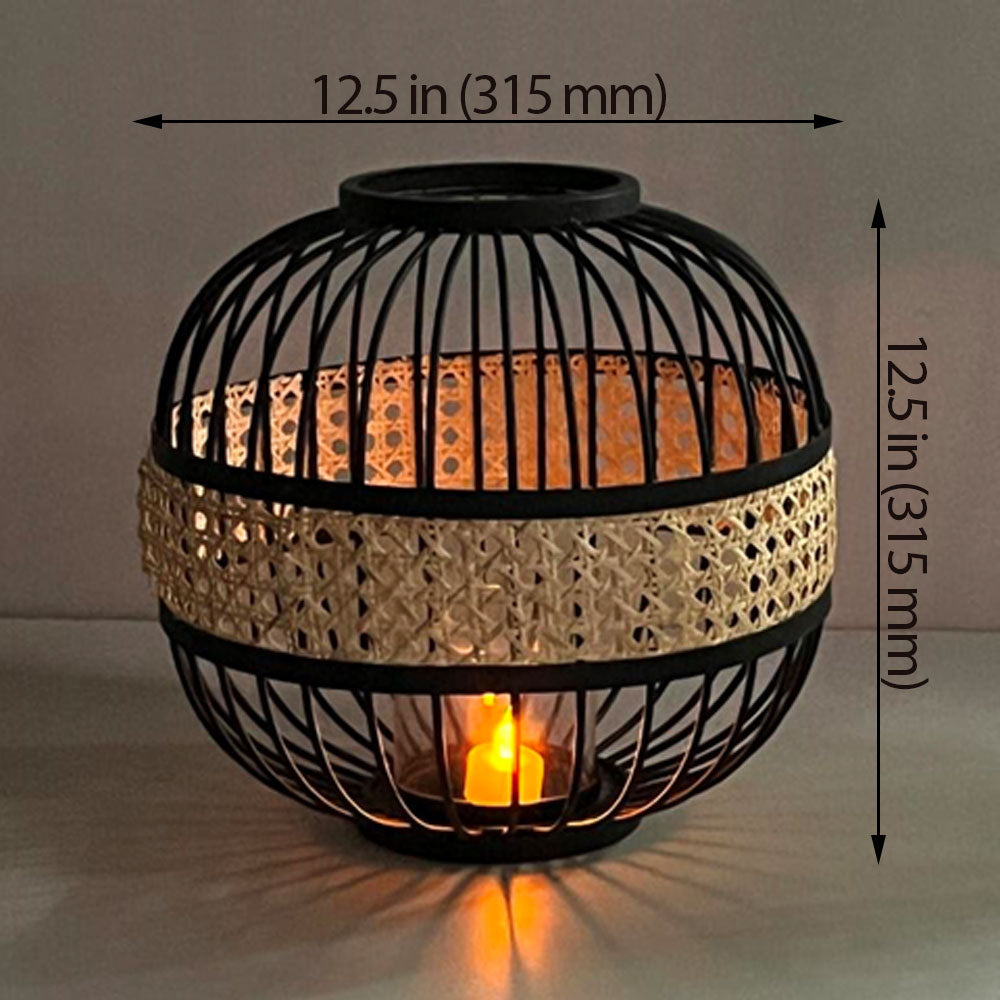 Table Lamp, Table Lamp with Black Color, Table Lamp in Metal & Cane, Table Lamp for Home, Table Lamp - EL14008