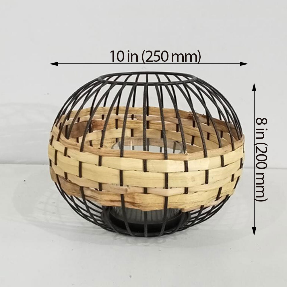 Table Lamp, Table Lamp with Black Color, Table Lamp in Metal & Cane, Table Lamp for Home, Table Lamp - EL14012