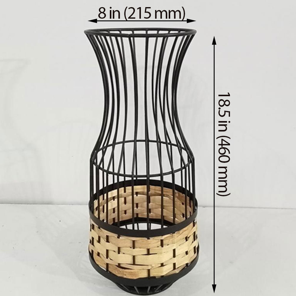 Table Lamp, Table Lamp with Black Color, Table Lamp in Metal & Cane, Table Lamp for Home, Table Lamp - EL14013