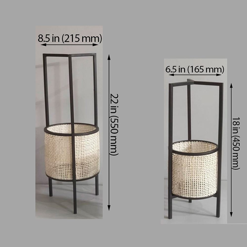 Table Lamp, Table Lamp with Black Color, Table Lamp in Metal & Cane, Table Lamp for Home, Table Lamp - EL14014