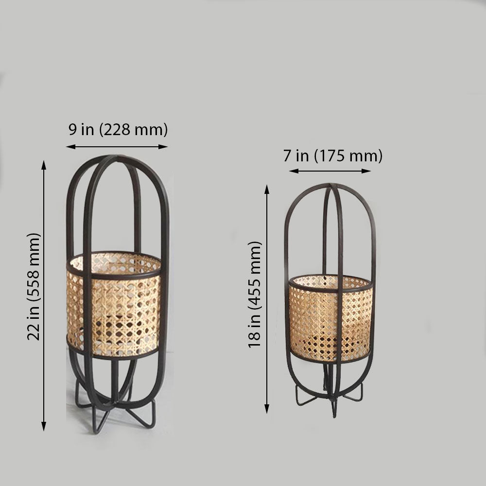 Table Lamp, Table Lamp with Black Color, Table Lamp in Metal & Cane, Table Lamp for Home, Table Lamp - EL14016