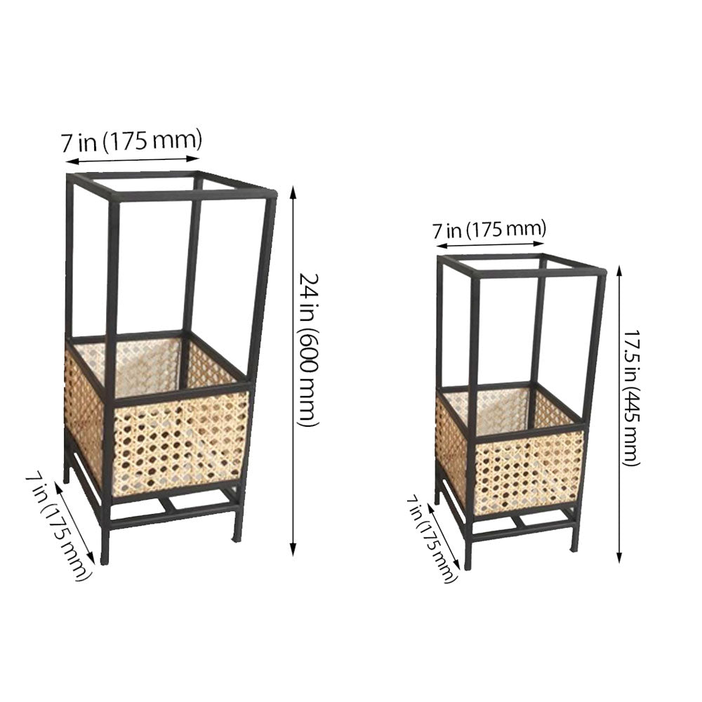 Table Lamp, Table Lamp with Black Color, Table Lamp in Metal & Cane, Table Lamp for Home, Table Lamp - EL14018