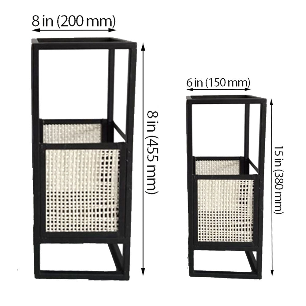 Table Lamp, Table Lamp with Black Color, Table Lamp in Metal & Cane, Table Lamp for Home, Table Lamp - EL14019