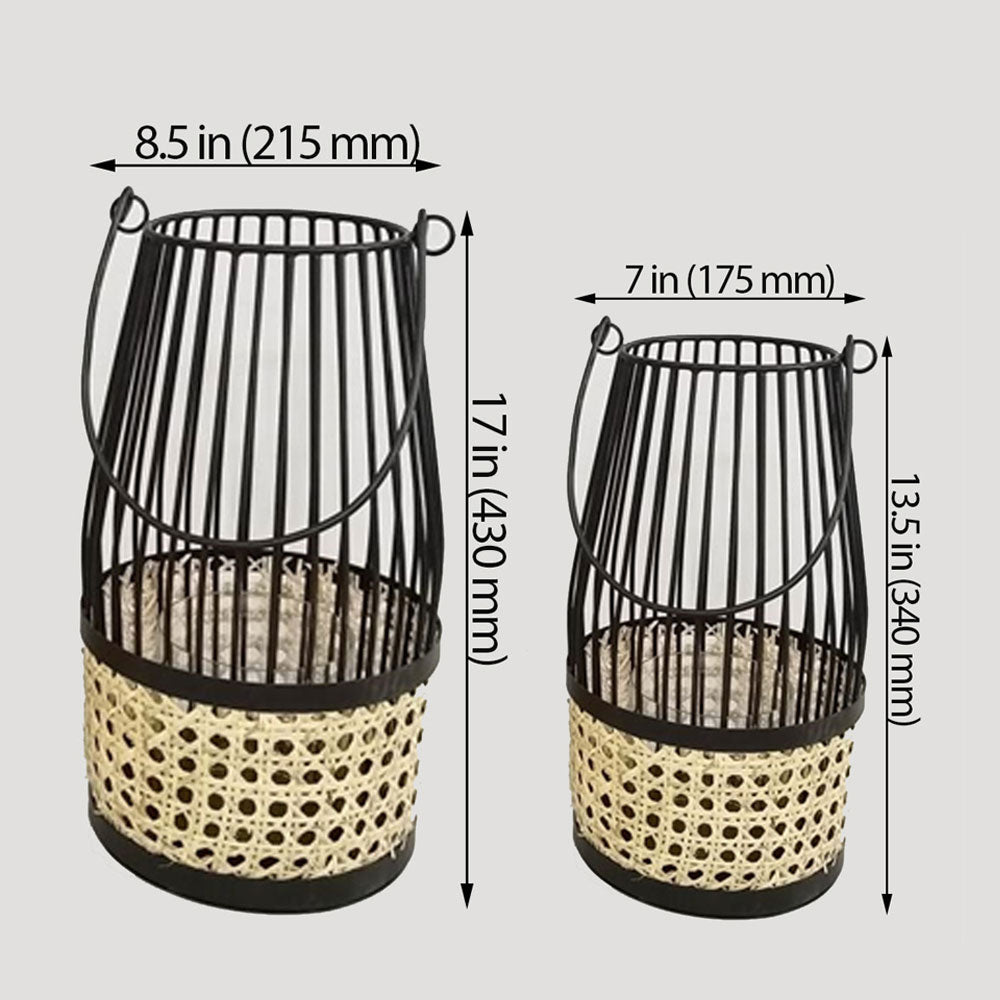Table Lamp, Table Lamp with Black Color, Table Lamp in Metal & Cane, Table Lamp for Home, Table Lamp - EL14027