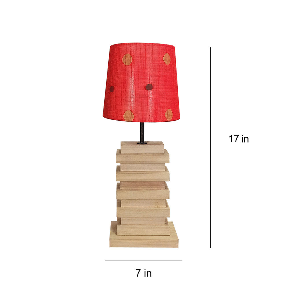Table Lamp, Table Lamp with Light Brown & Red Color, Table Lamp in Wood, Table Lamp for Living & Bedroom Area, Table Lamp - EL14066