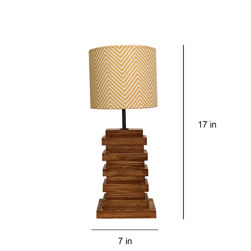 Table Lamp, Table Lamp with Dark Brown & Yellow Color, Table Lamp in Wood, Table Lamp for Living & Bedroom Area, Table Lamp - EL14067