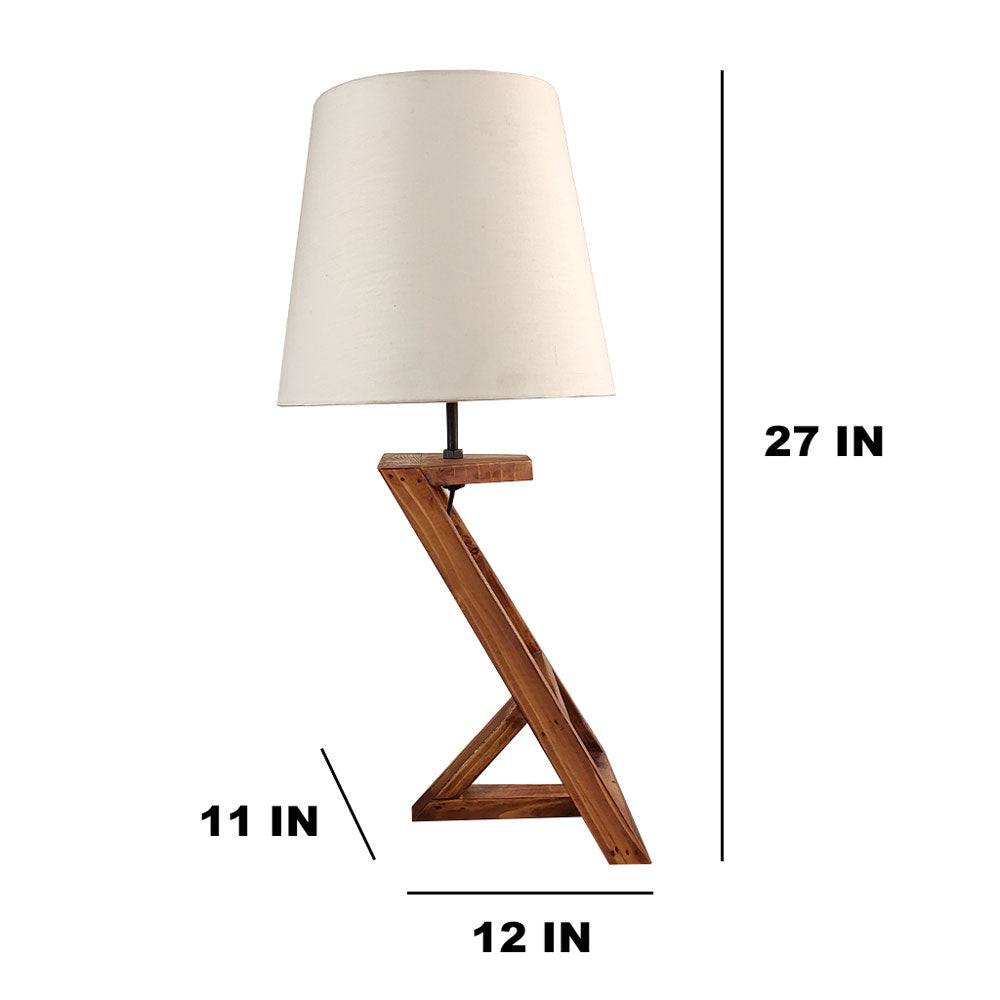 Table Lamp, Table Lamp with Dark Brown & White Color, Table Lamp in Wood, Table Lamp for Living & Bedroom Area, Table Lamp - EL14074