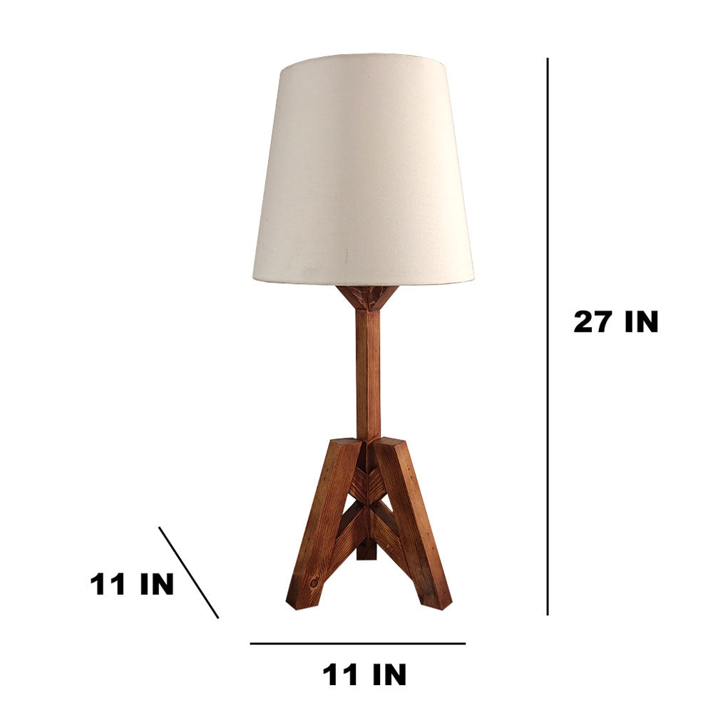 Table Lamp, Table Lamp with Brown & White Color, Table Lamp in Wood, Table Lamp for Living & Bedroom Area, Table Lamp - EL14076
