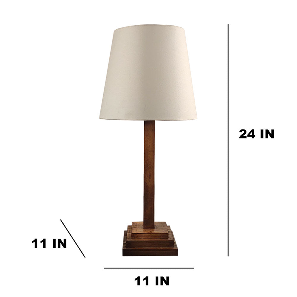 Table Lamp, Table Lamp with Brown & White Color, Table Lamp in Wood, Table Lamp for Living & Bedroom Area, Table Lamp - EL14078