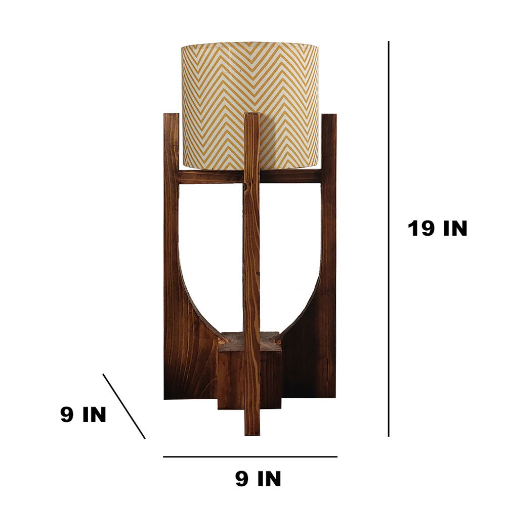 Table Lamp, Table Lamp with Brown & Yellow Color, Table Lamp in Wood, Table Lamp for Living & Bedroom Area, Table Lamp - EL14079