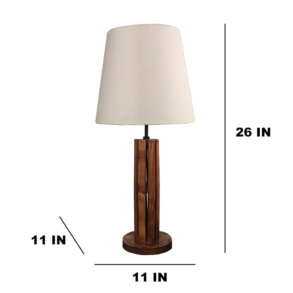 Table Lamp, Table Lamp with Brown & White Color, Table Lamp in Wood, Table Lamp for Living & Bedroom Area, Table Lamp - EL14080