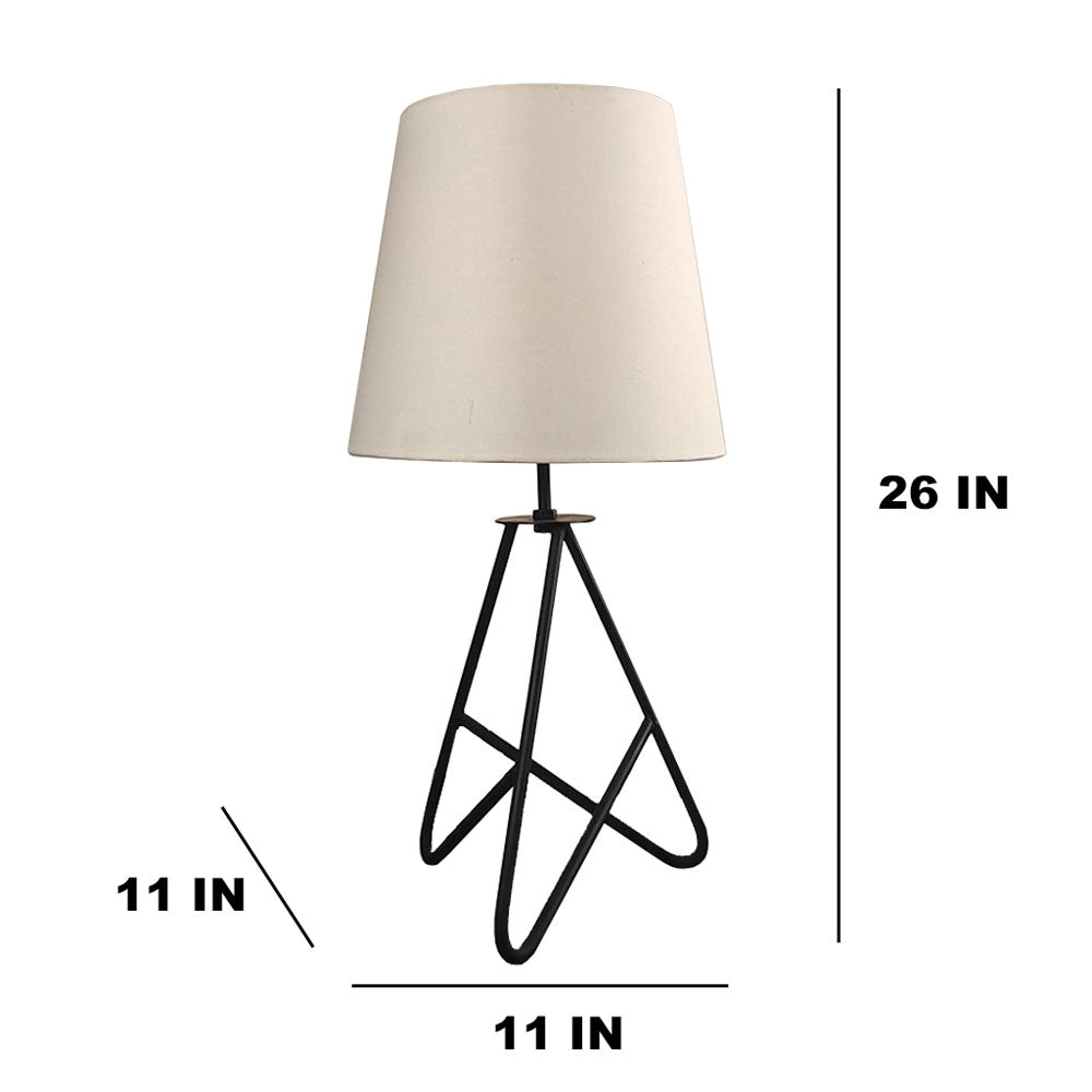 Table Lamp, Table Lamp with White & Black Color, Table Lamp in Wood, Table Lamp for Living & Bedroom Area, Table Lamp - EL14081