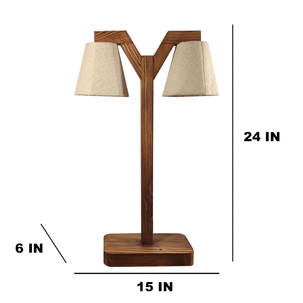 Table Lamp, Table Lamp with Brown & White Color, Table Lamp in Wood, Table Lamp for Living & Bedroom Area, Table Lamp - EL14084