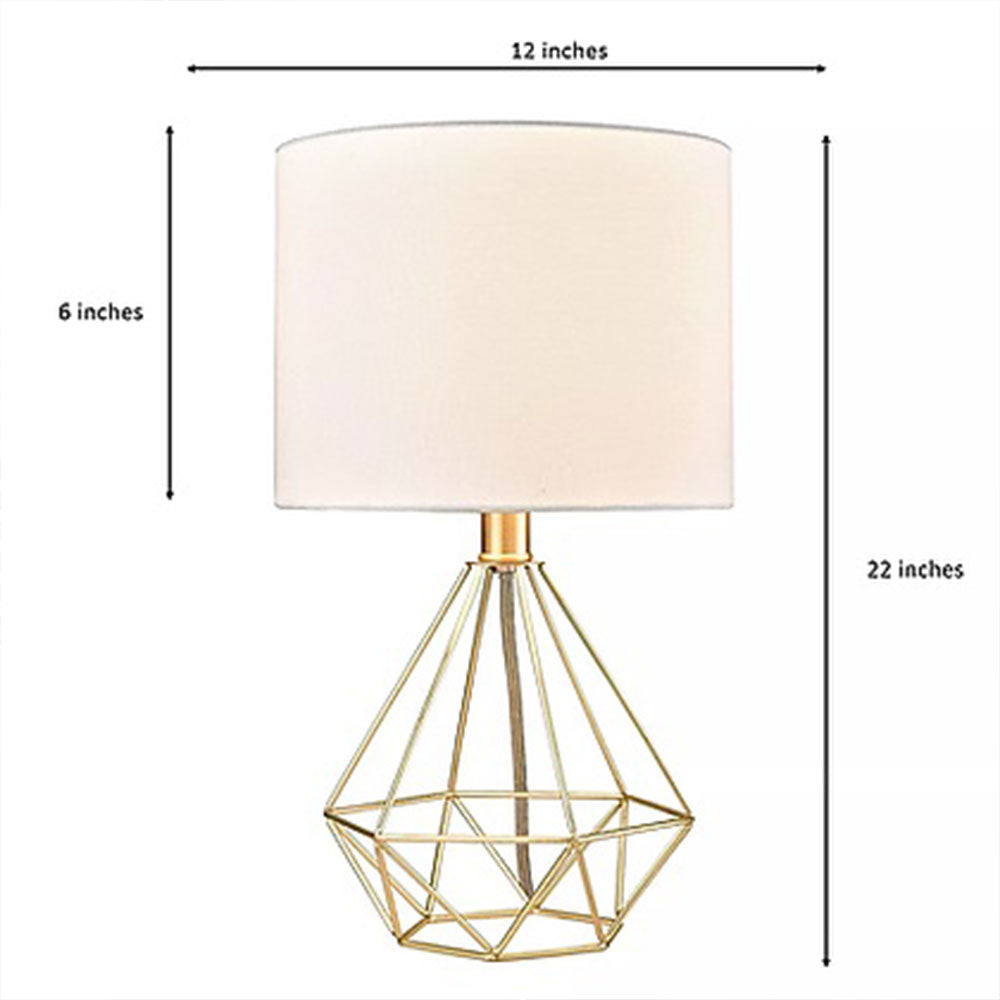 Table Lamp, Diamond Table Lamp (Sizzling Lights), Nightstand Lamp, White Lampshade with Golden Finish, Table Lamp - EL14178
