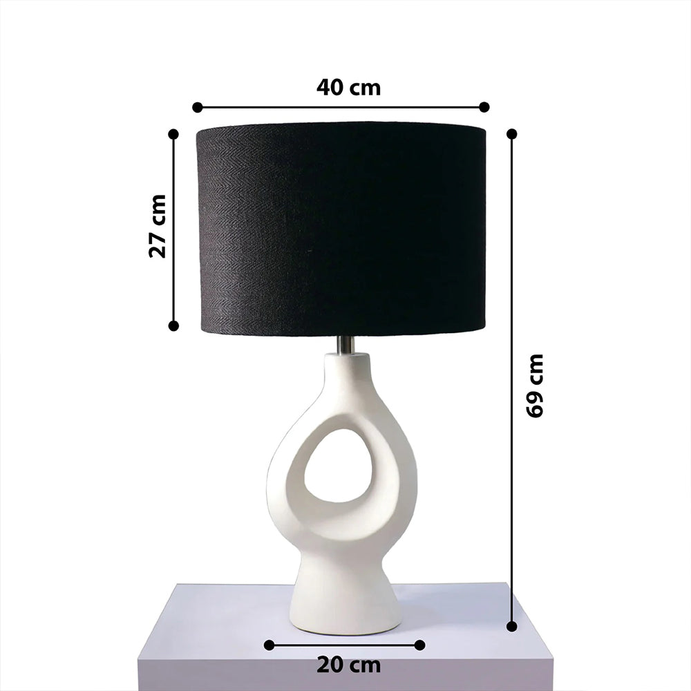 Table Lamp, Void Cermamic Lamp (Home Blitz), Nightstand Lamp, White & Black Table Light, Table Lamp - EL14207