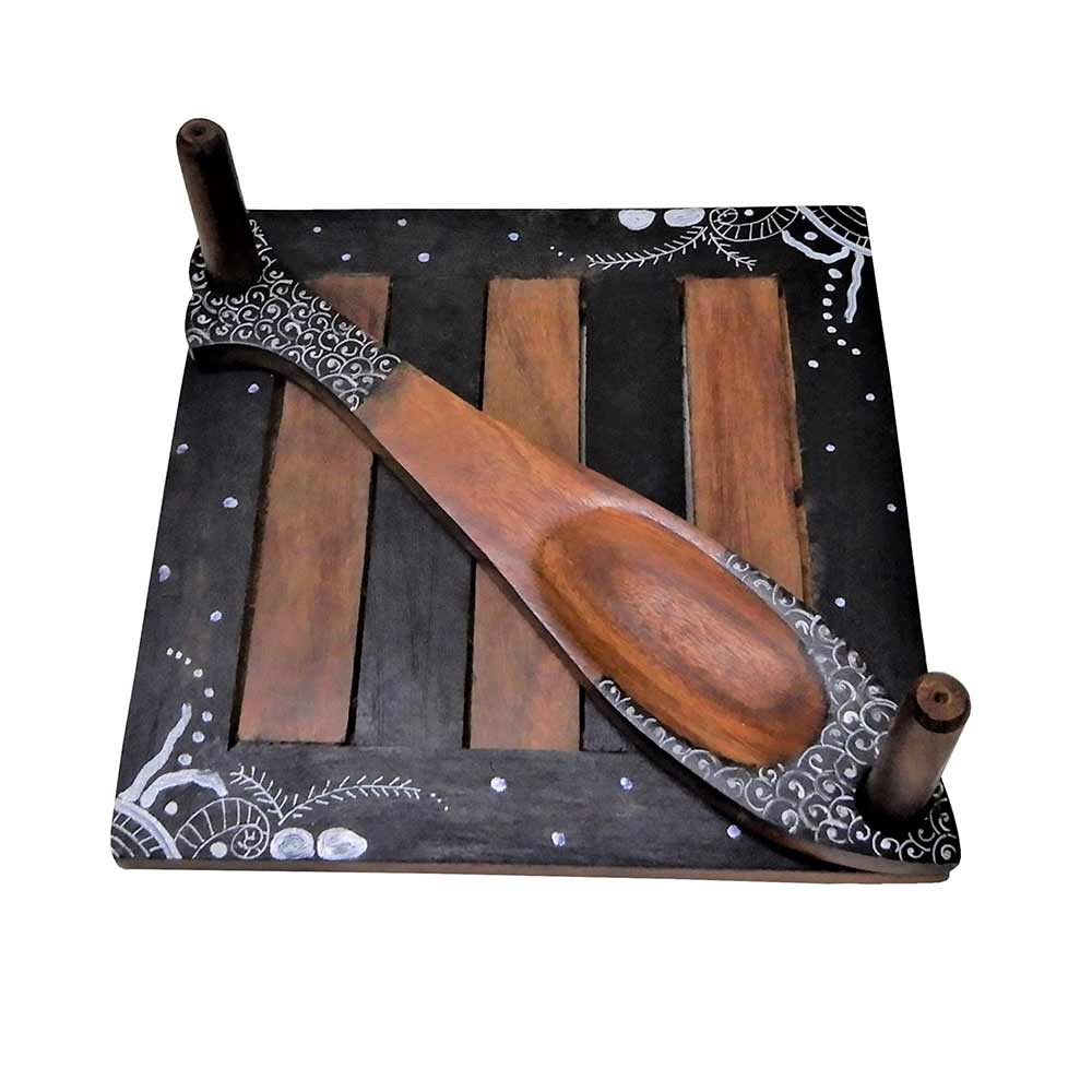 Tissue paper napkin holder with toothpick organizer hand painted artistic design in black color, Tissue Holder - EL15272