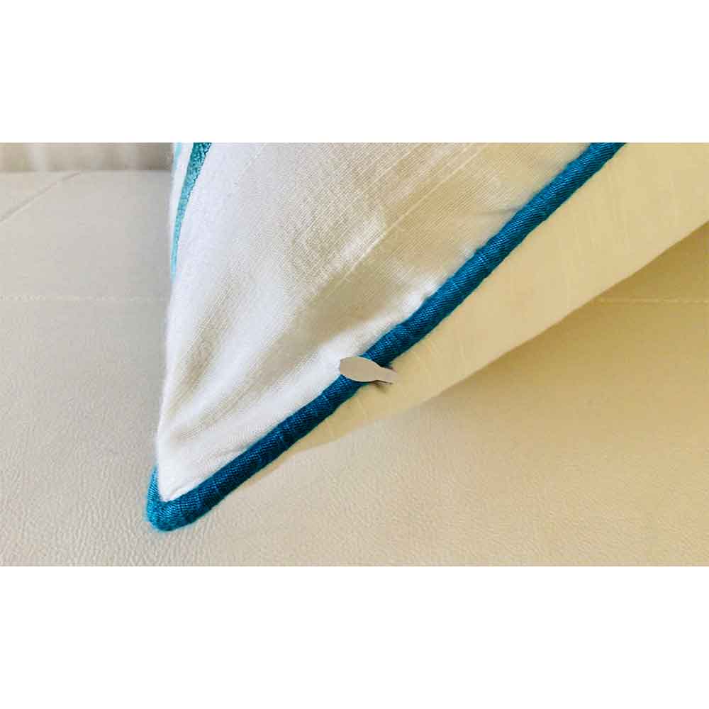 Cushion Covers(TSHPSB02M), Palm Springs- Embroidered Cotton Silk Cushion Cover- Aqua Blue- Set of 2, Cushion Covers - EL15290