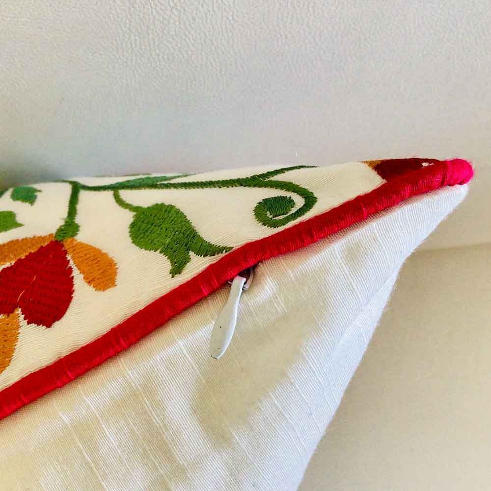 Cushion Covers(TSHEFM02L), Shaan-e-Gulmarg- Embroidered Cotton Silk Cushion Cover- Multicolor- Set of 2, Cushion Covers - EL15313