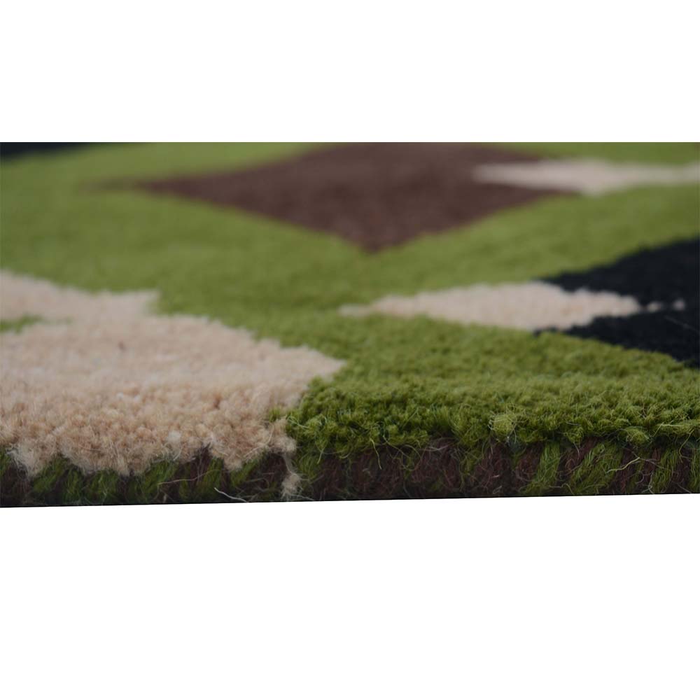 Rugs, (Presto) ICHT1028C2X5, Green, Brown and Beige Floral Hand Tufted Wool Carpet, Rugs - EL15887