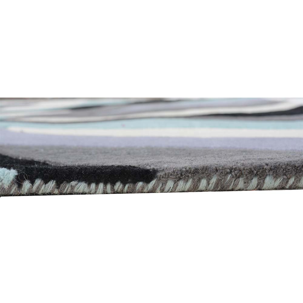 Rugs, (Presto) ICHT1035C2X5, Black, Grey and Silver Abstract Hand Tufted Wool Carpet-EL15889-22X55 inches