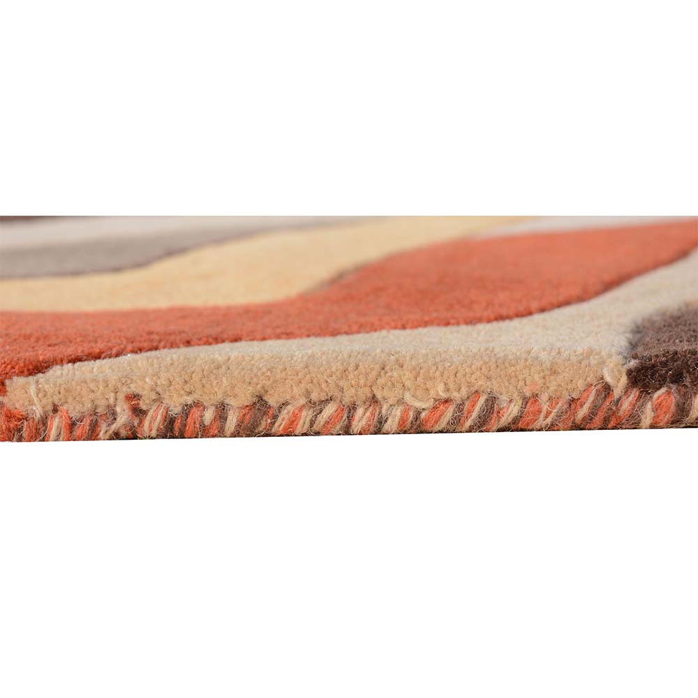 Rugs, (Presto), ICHT1036C5X8, Orange, Gold and Brown Abstract Hand Tufted Wool Carpet-EL15890-60X96 inches