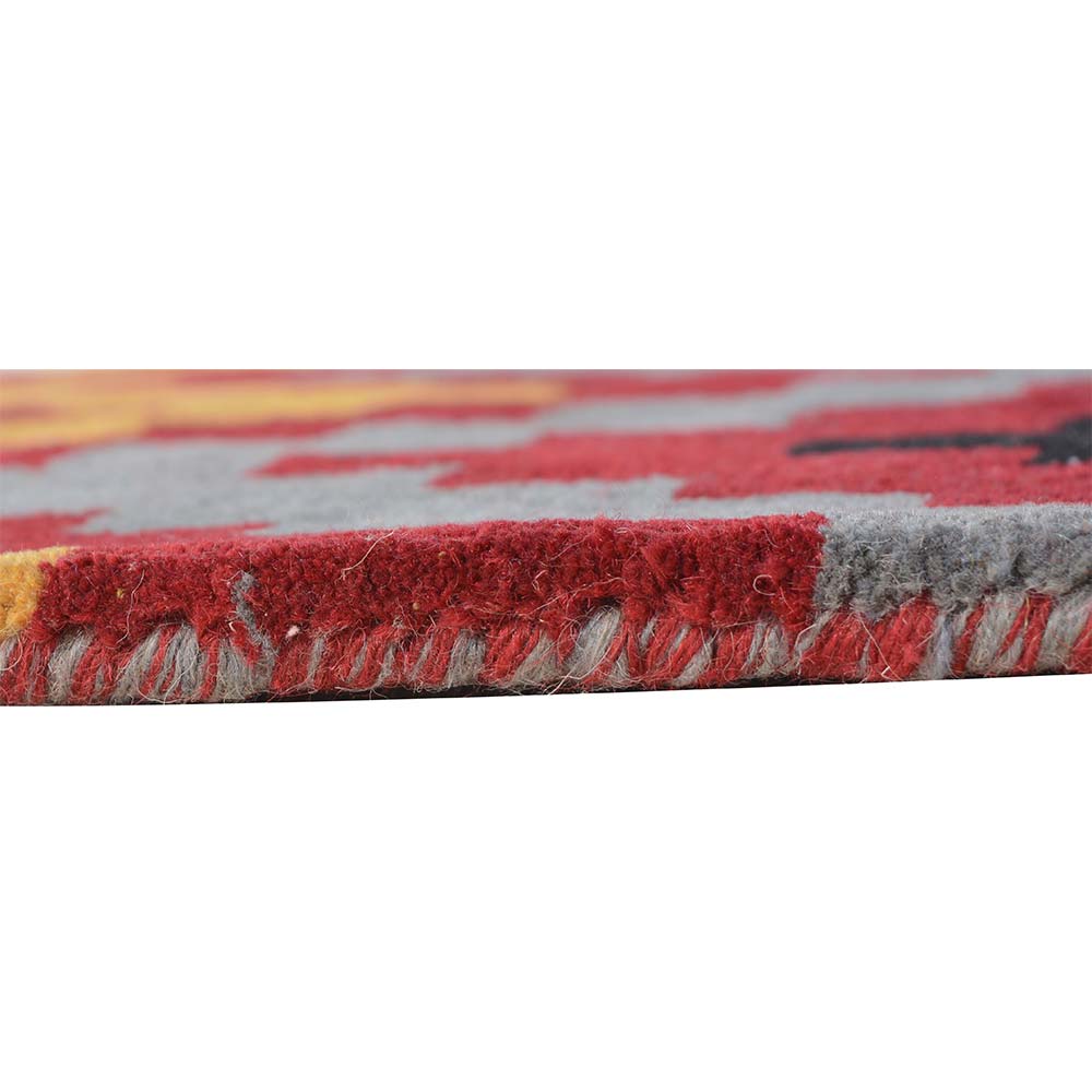 Rugs, (Presto), ICHT1041C5X8, Red, Gold and Grey Geometric Hand Tufted Wool Carpet-EL15892-60X96 inches
