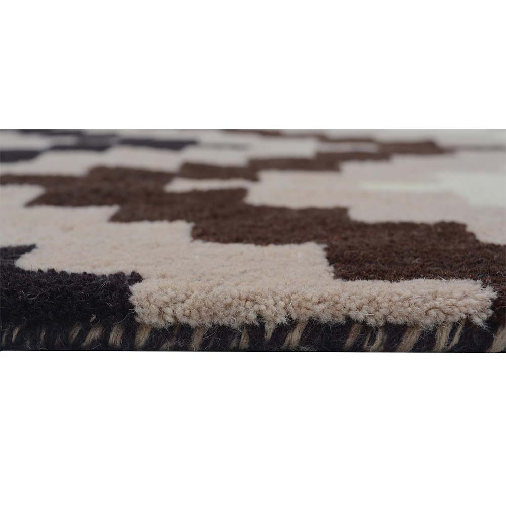 Rugs, (Presto), ICHT1042C6X9, Brown, Beige and Ivory Geometric Hand Tufted Wool Carpet-EL15893-72X108 inches